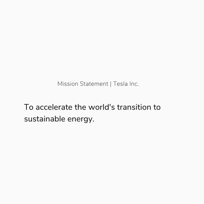 Mission Statement of Tesla Inc.